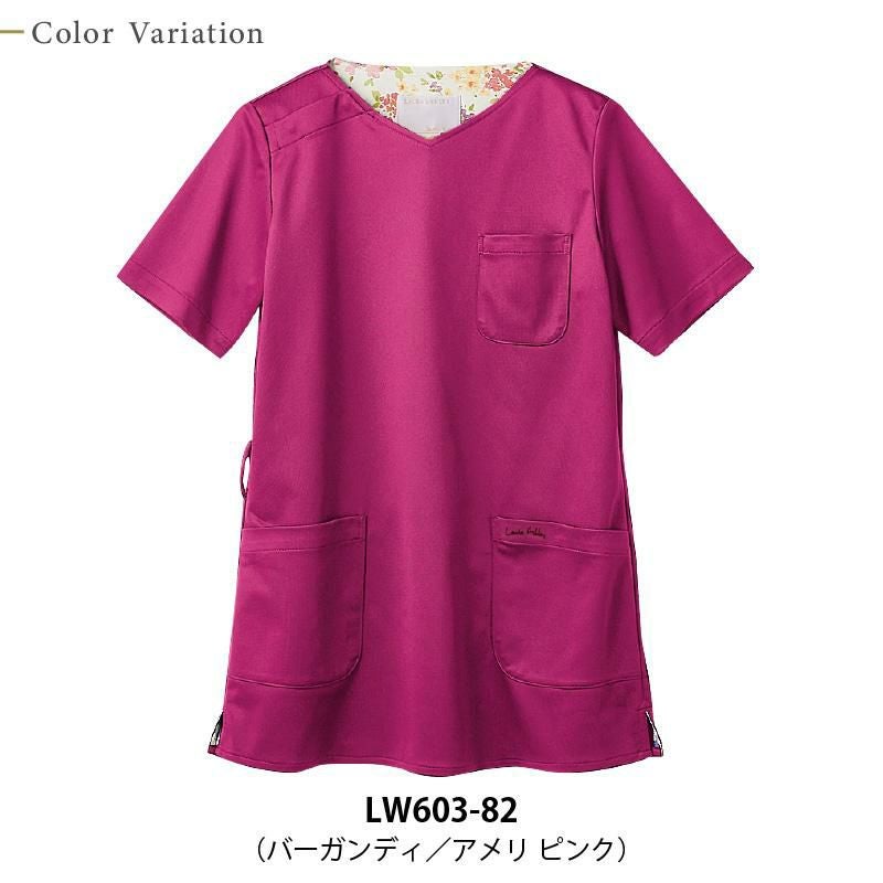 スクラブ 半袖 [LW603-12/住商モンブラン×ローラアシュレイ] （S-3L）女性用