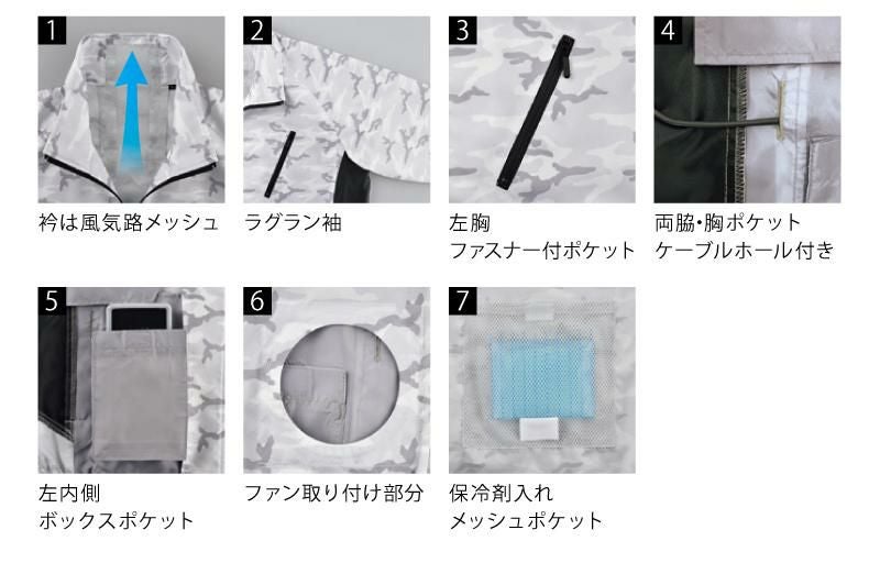 ファン付き作業着 空調風神服 半袖ジャケット(服単品)[ビッグボーン/BK6158K]ポリ100％