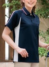 介護 半袖ポロシャツ[児島/6710]ライン/吸汗速乾/男女兼用