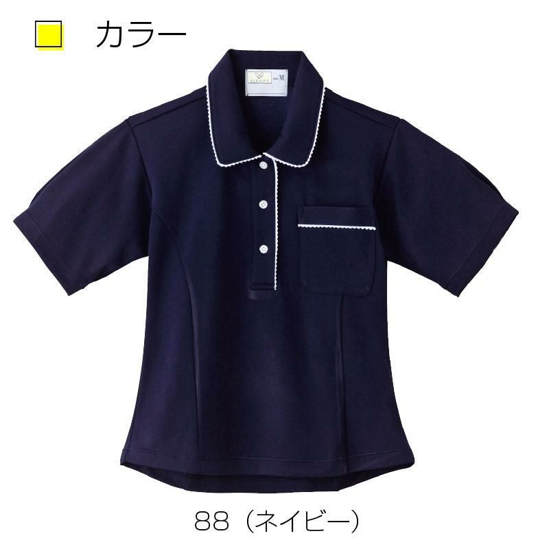 介護 レディスニットシャツ[トンボ/CR124]チェック/パイピング/吸汗速