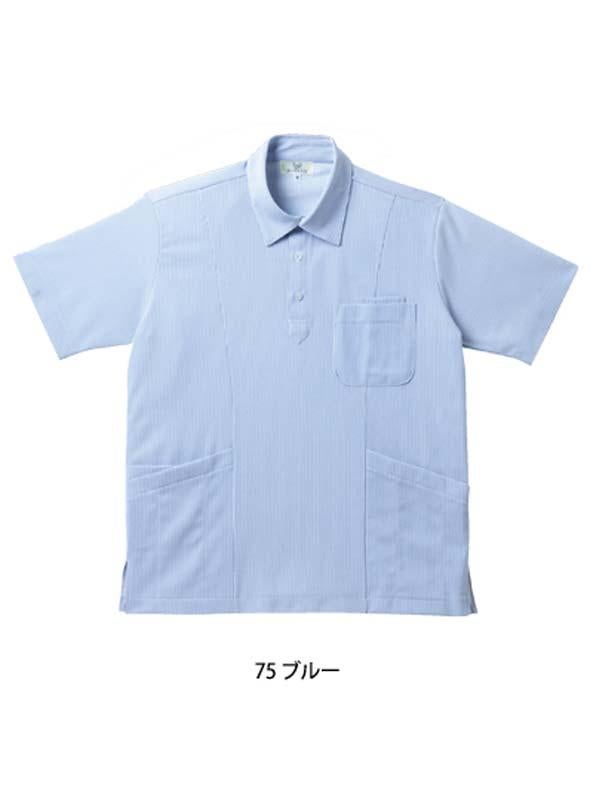 介護 ニットシャツ[トンボ/CR147]ストライプ/吸汗速乾/男女兼用