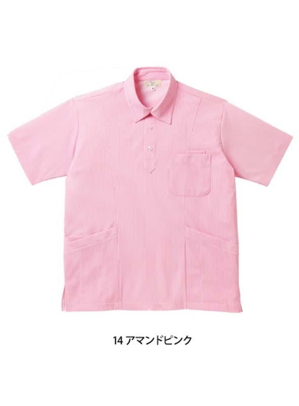 介護 ニットシャツ[トンボ/CR147]ストライプ/吸汗速乾/男女兼用