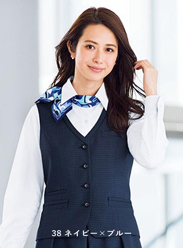 事務服 ベスト[ボンマックス/LV1181]小柄チェック/軽量｜事務服