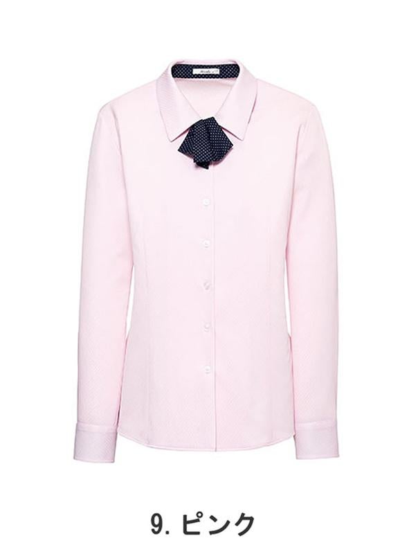 事務服 長袖ブラウス[ボンマックス/RB4159]ニット/ドットリボン付