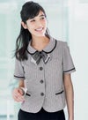 事務服 オーバーブラウス[イスト/GOBL-1504]ギンガム風チェック/リボン付き