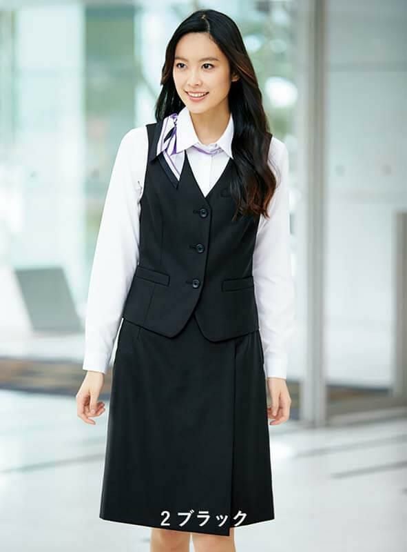 事務服 ラップキュロット[チクマ/UF3518]無地/ストレッチ/防シワ