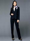 事務服 ストレートパンツ[チクマ/UF5516]無地/プチローライズ/ストレッチ
