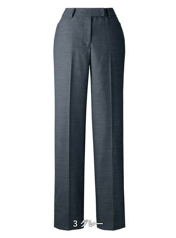 事務服 ストレートパンツ[チクマ/UF5516]無地/プチローライズ/ストレッチ
