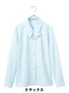 事務服 長袖ブラウス[神馬本店/SA011B]無地/タイ付/吸汗速乾