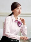 事務服 長袖ブラウス[神馬本店/SA051B]無地/ニット/ストレッチ