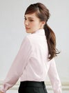 事務服 長袖ブラウス[神馬本店/SA051B]無地/ニット/ストレッチ