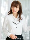 事務服 長袖ブラウス[神馬本店/SA061B]無地/タイ付/ストレッチ/吸汗速乾