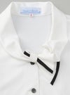 事務服 長袖ブラウス[神馬本店/SA061B]無地/タイ付/ストレッチ/吸汗速乾
