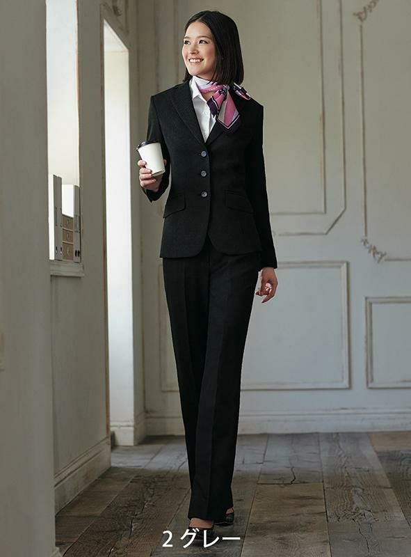 事務服 パンツ[神馬本店/SA130P]ストライプ/ストレッチ