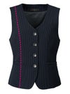 事務服 ベスト[神馬本店/SA340V]ストライプ/ストレッチ