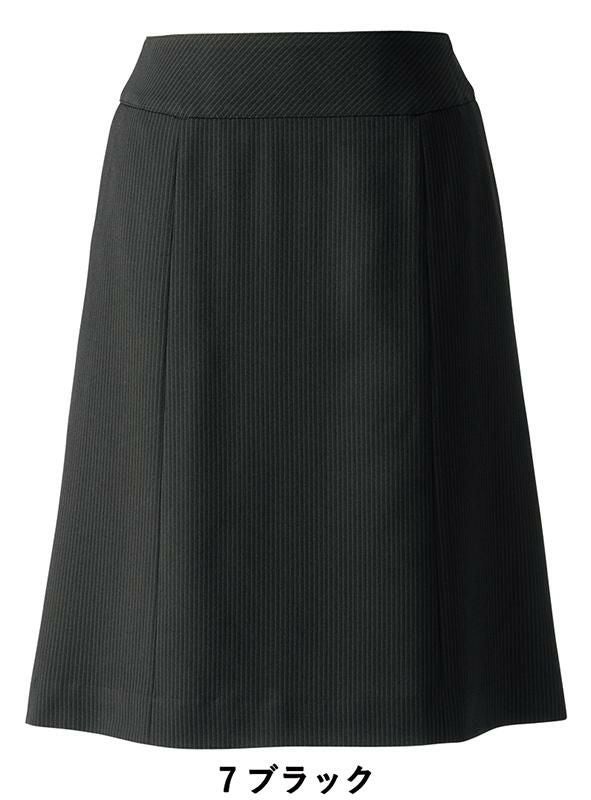 事務服 美形/セミフレアスカート[神馬本店/SA347S]ストライプ/ストレッチ