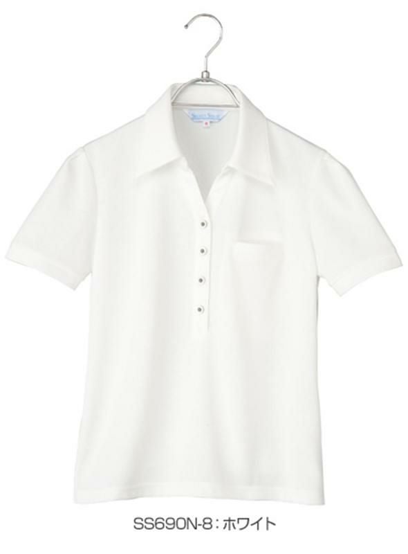 事務服 半袖カットソー[神馬本店/SS690N]無地/吸汗速乾