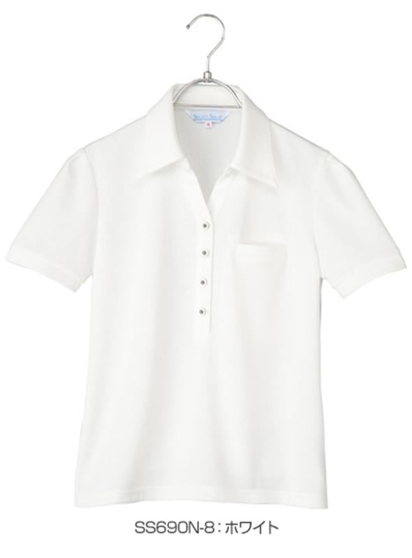 事務服 半袖カットソー[神馬本店/SS690N]無地/吸汗速乾