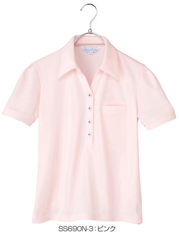 事務服 半袖カットソー[神馬本店/SS690N]無地/吸汗速乾
