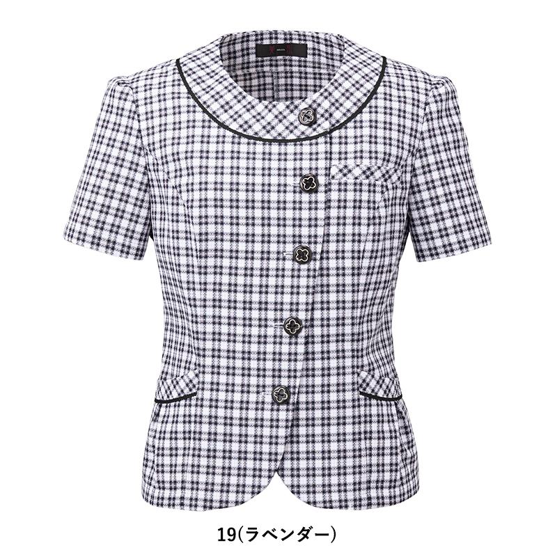事務服 美形/オーバーブラウス[神馬本店/SS702L]ギンガムチェック/吸汗速乾