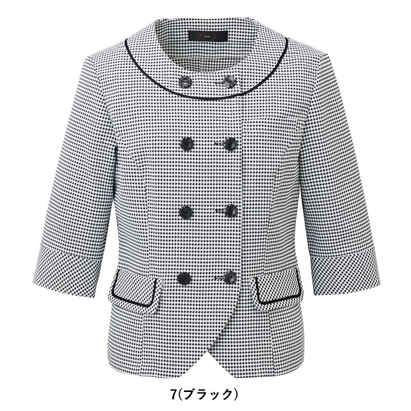 事務服 美形/サマージャケット[神馬本店/SS710L]千鳥格子/吸汗速乾