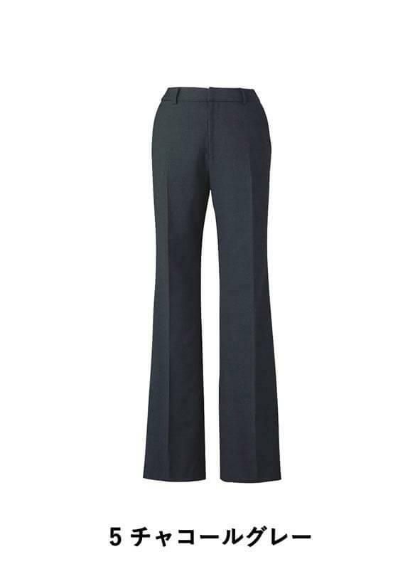 事務服 フレアストレートパンツ[カーシー/EAL-656]無地/ストレッチ/防シワ