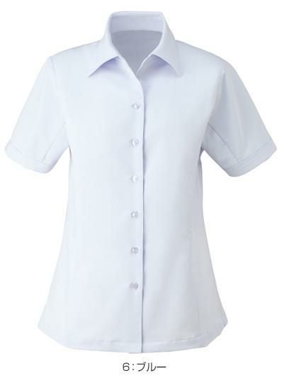 事務服 半袖シャツブラウス[カーシー/ESB-405]無地/ストレッチ