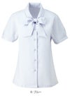 事務服 半袖ボウブラウス[カーシー/ESB-407]無地/ストレッチ