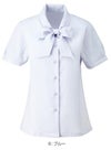 事務服 半袖ボウブラウス[カーシー/ESB-407]無地/ストレッチ