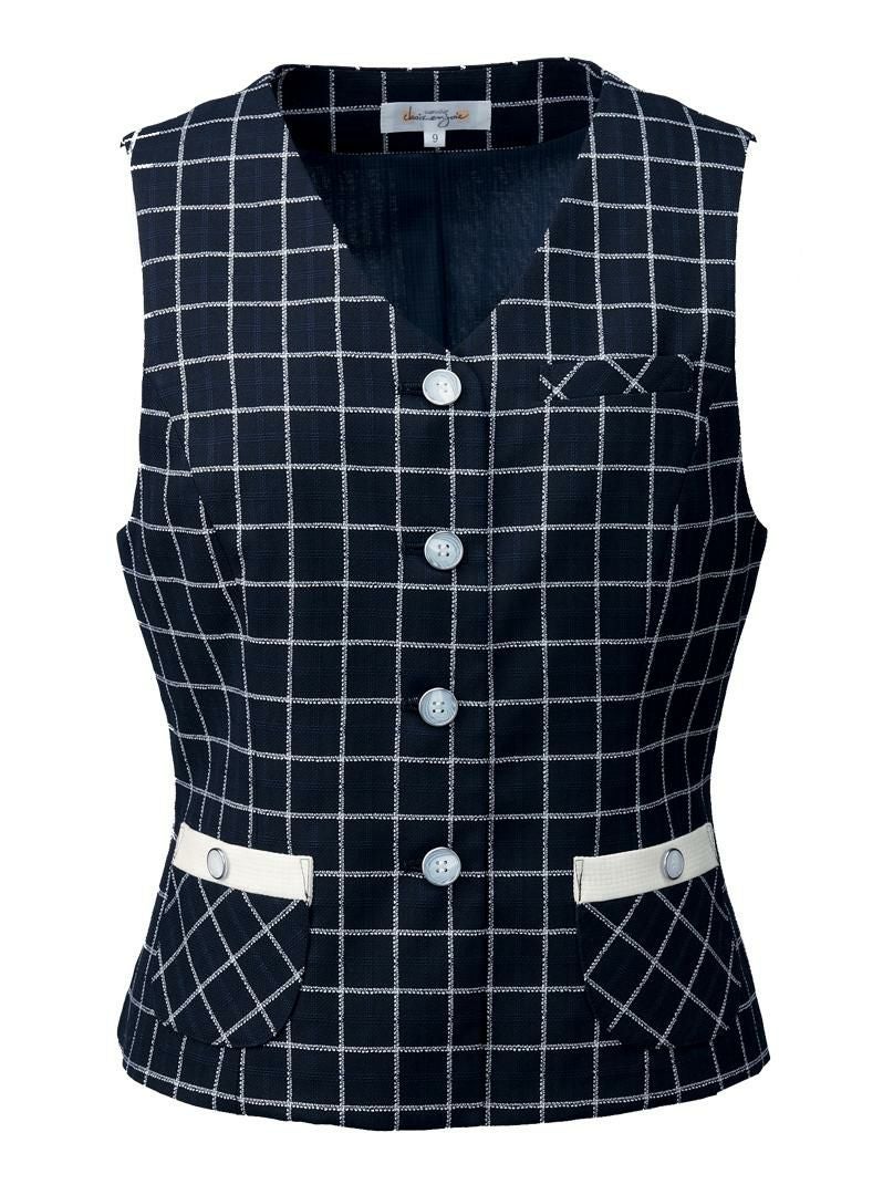 事務服 ベスト[アンジョア/16170]ウインドペンチェック/春夏用