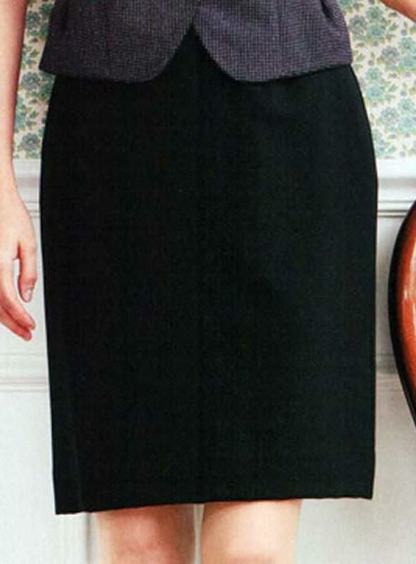 事務服 セミタイトスカート[フォーク/FS4568]無地/ストレッチ