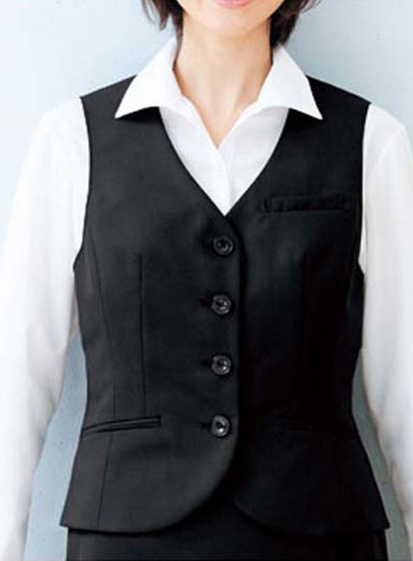 事務服 ベスト[フォーク/FV35879]無地