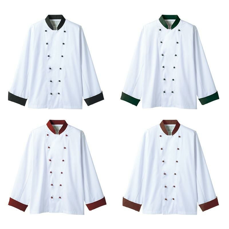 長袖デザインコックコート [住商モンブラン/6-715] ワンポイント/制電/男女兼用