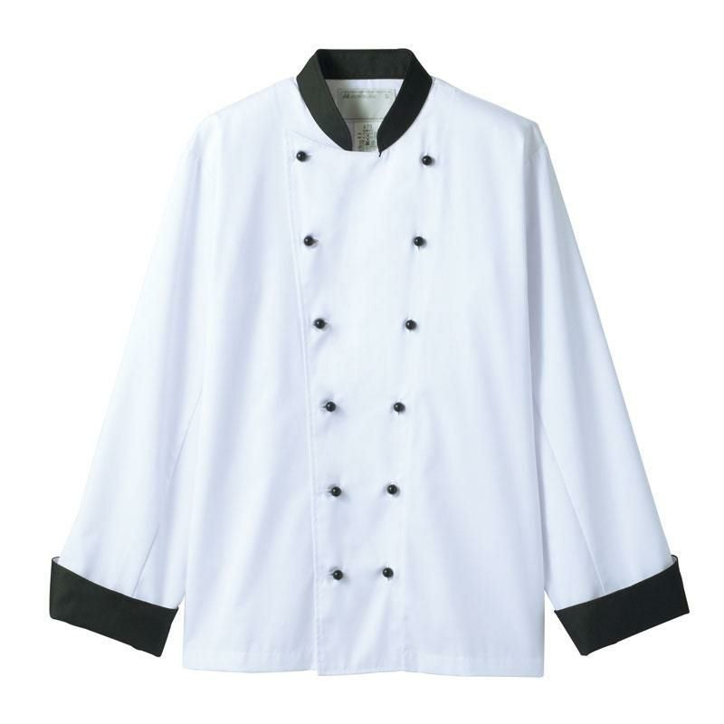 長袖デザインコックコート [住商モンブラン/6-715] ワンポイント/制電/男女兼用