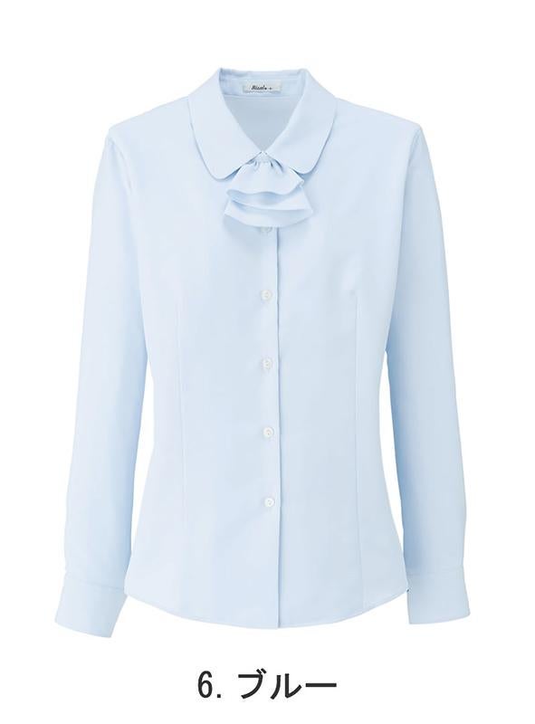 事務服 長袖ブラウス[ボンマックス/RB4155]リーズナブル/リボン付　（21号）