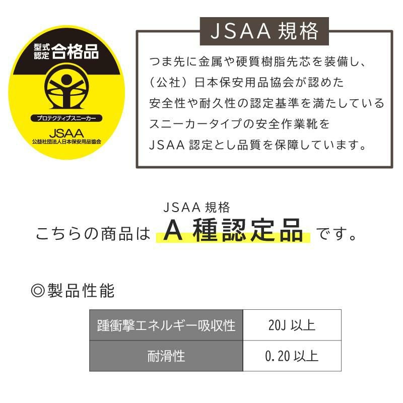 プロスニーカーJSAA規格A種認定品/吸収性・耐滑性（男女兼用）[ジーベック/85147]22.0-30.0