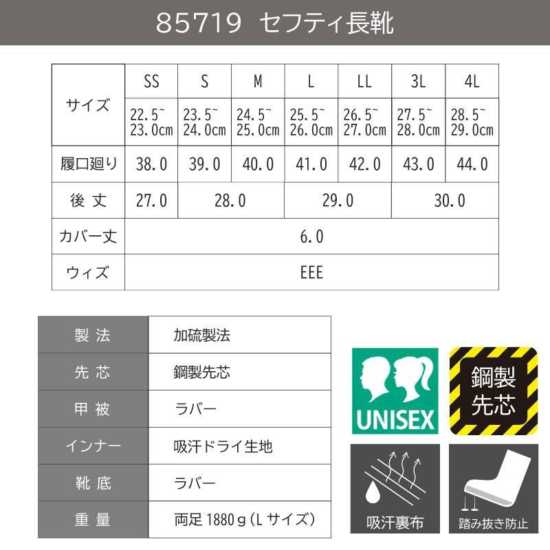 セフティ長靴/鋼製先芯・踏み抜き防止板入り（男女兼用）[ジーベック