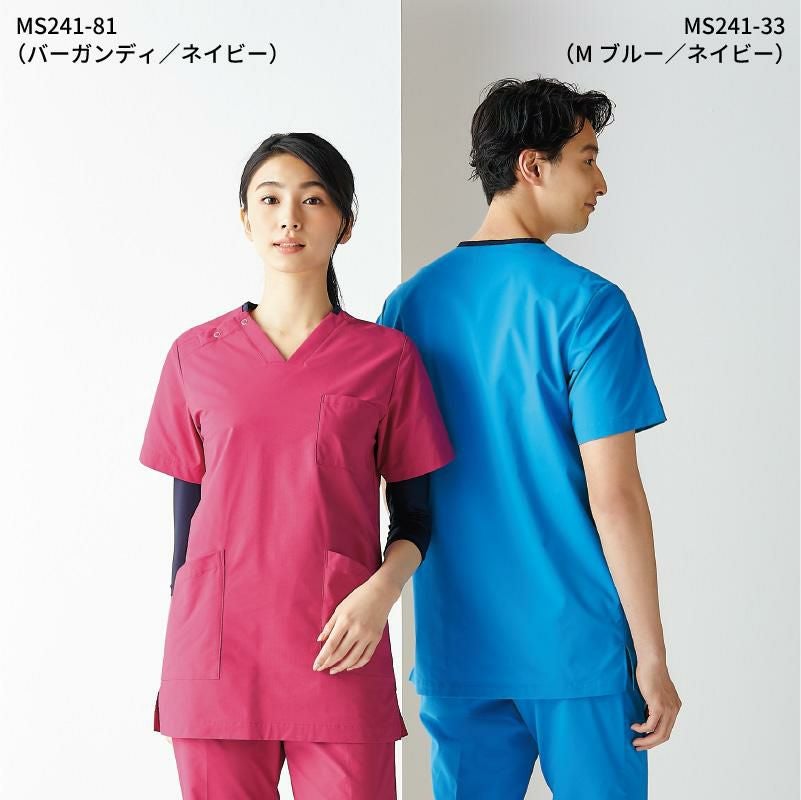 スクラブ 半袖 介護 医療 男女兼用[MS241-22/住商モンブラン]（S-3L）