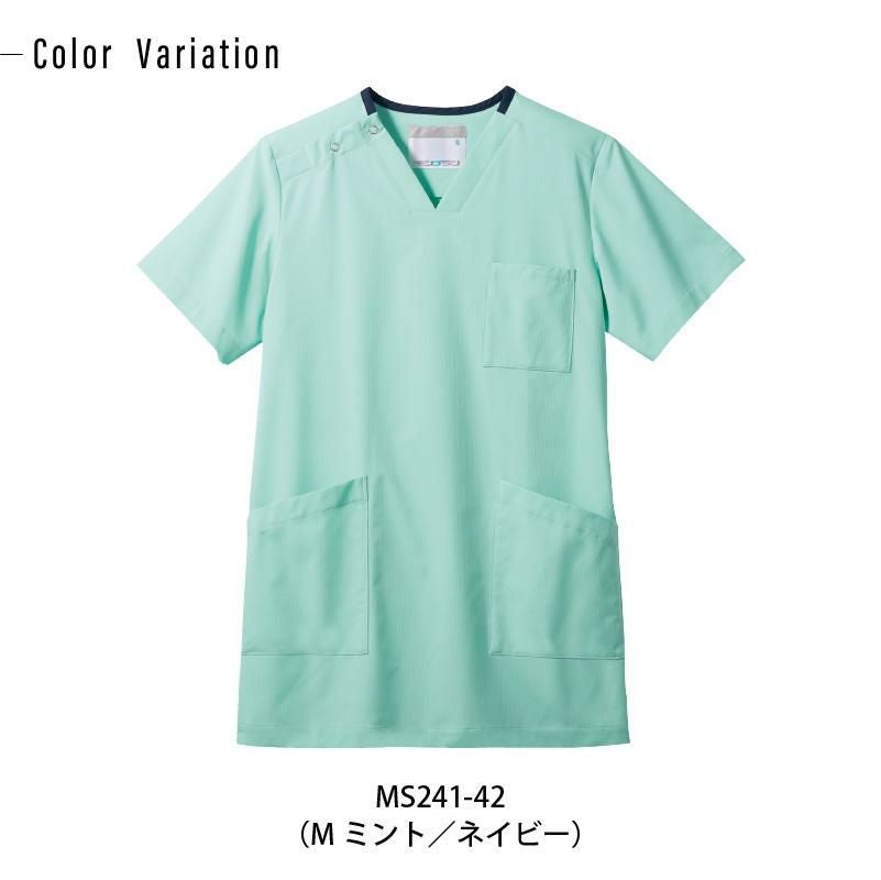 スクラブ 半袖 介護 医療 男女兼用[MS241-22/住商モンブラン]（S-3L）