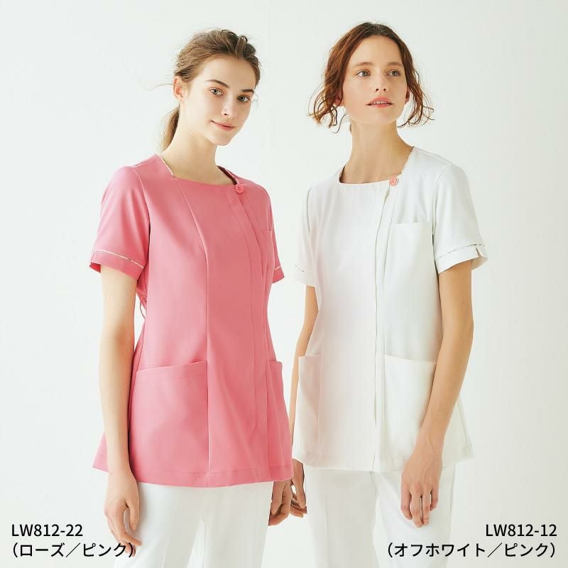 ナースジャケット 半袖 介護 医療 女性用[LW812-12/住商モンブラン]（S-3L）