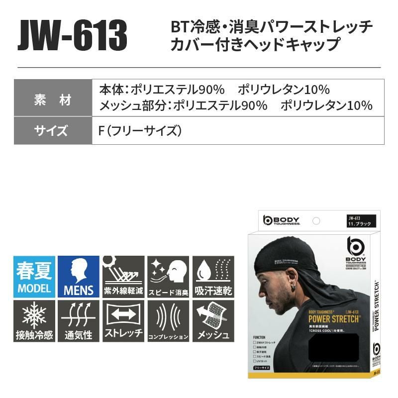 BT冷感・消臭パワーストレッチカバー付きヘッドキャップ（おたふく手袋/jw613）（FREE）