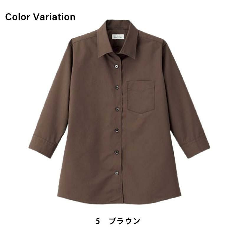 レディス開襟七分袖ブラウス [FB4039L/ボンマックス]（5-17号）