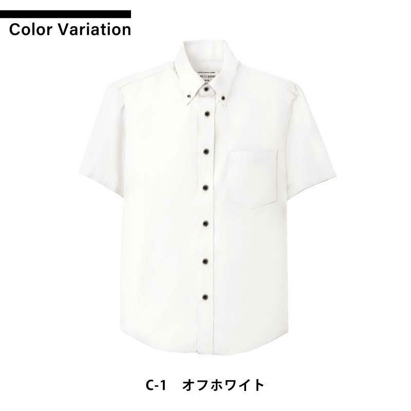 ボタンダウンシャツ（半袖） 男女兼用 飲食[EP7617/チトセ]（SS-4L）