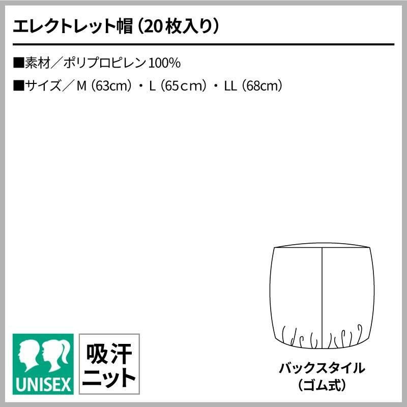 エレクトレット帽(20枚入り) 男女兼用 飲食[EC-1/住商モンブラン]（M-LL）