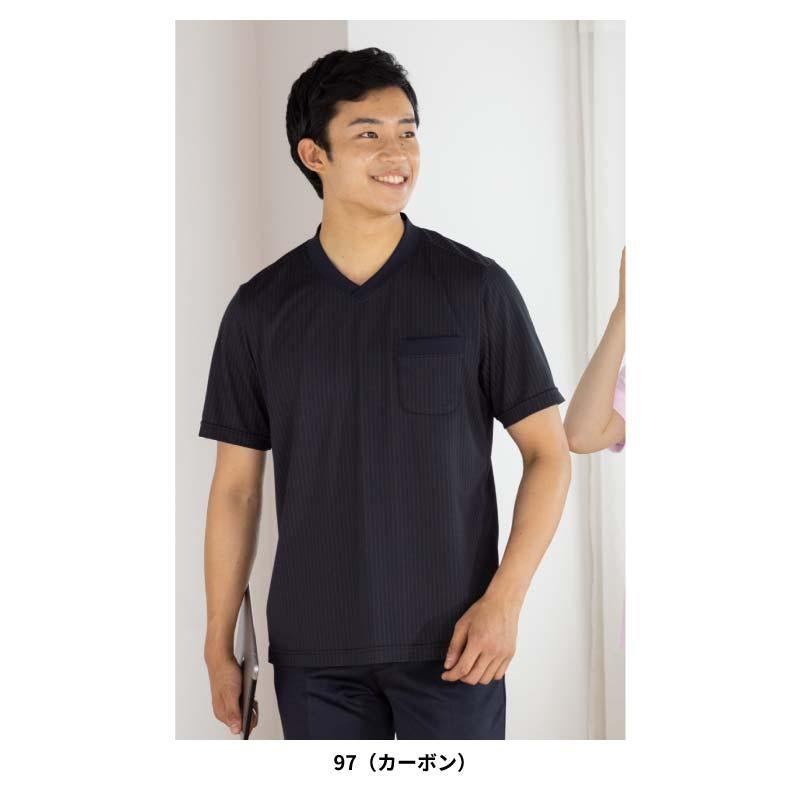 SUPREME ストライプ Vネック Tシャツ M ストライプVネックTシャツ 男女兼用[7054/シャロレー]（4L-5L）｜介護