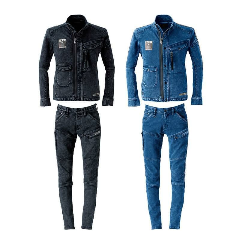 ストレッチ3Dデニムワークジャケット+ストレッチ3Dデニムカーゴパンツ 上下セット[アイズフロンティア/7010,7012]