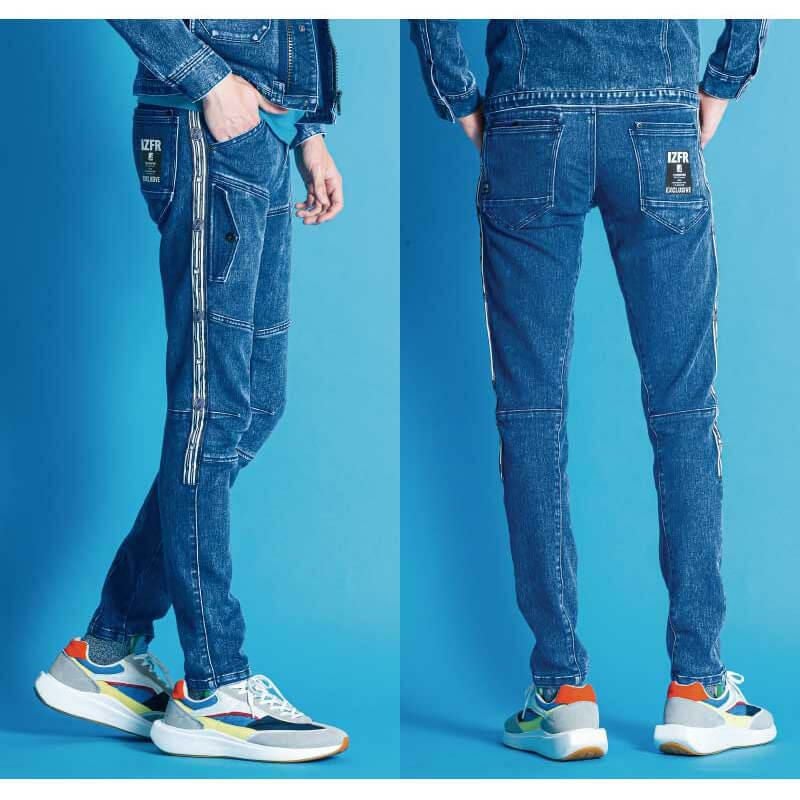 ストレッチ3Dデニムワークジャケット+ストレッチ3Dデニムカーゴパンツ 上下セット[アイズフロンティア/7010,7012]