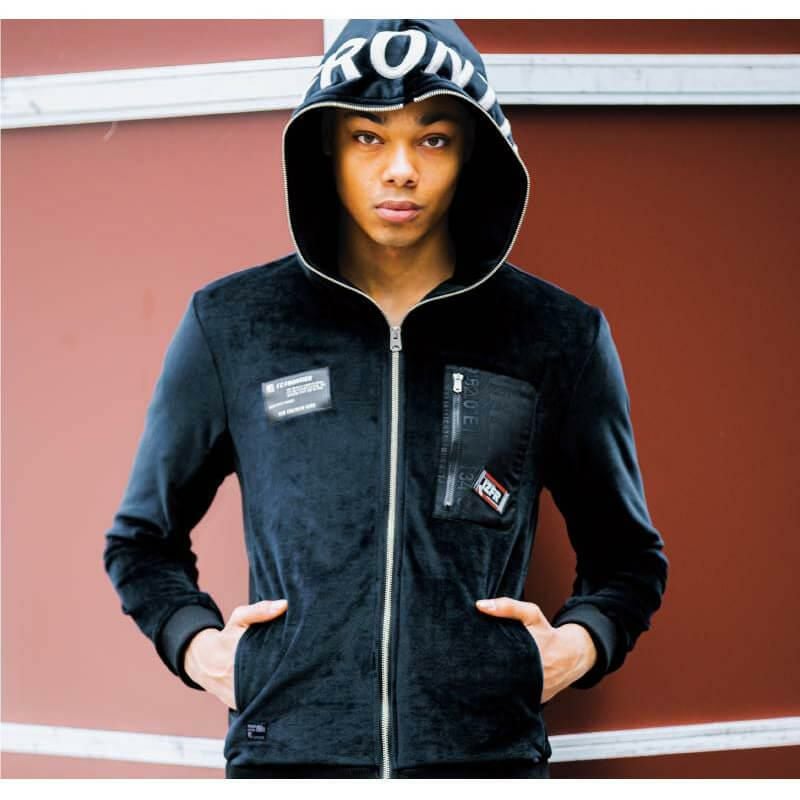 ストレッチベロアフーディッドジャケット+ストレッチベロアジョガー