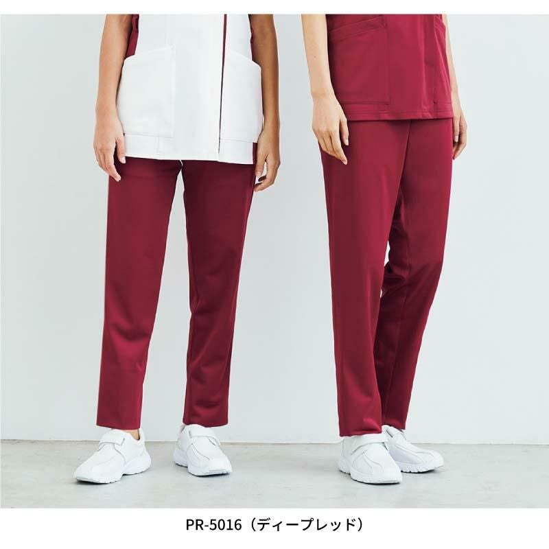 【1/4まで】ATELIERBOZ フィリベールパンツ ホワイト×ボルドー パンツ（男女兼用）[PR5015～PR5017/オンワード]（SS-BL）｜医療白衣