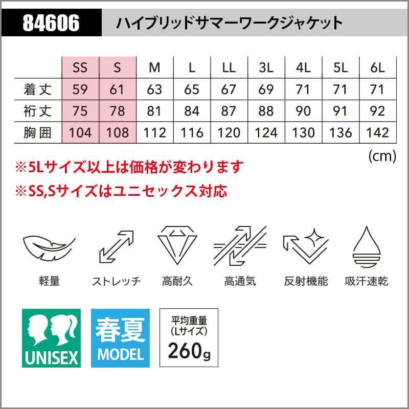 ハイブリッドサマーワークジャケット[TS DESIGN(藤和)/84606] 5L-6L
